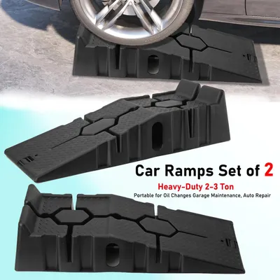 Produktbild von Auffahrrampen für Autos - Tragbare Servicerampen - 2er-Pack - 2–3 t Tragfähigkeit - Für Ölwechsel und Reifenwechsel - Garagenreparaturen