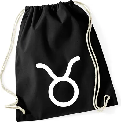 Produktbild von Huuraa Turnbeutel Stier Sternzeichen Zeichen 12 Liter Black Baumwolle Rucksack Geschenkidee