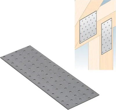 Produktbild von Lochplatte 300 x 100 x 2,00 mm Flachverbinder Holzverbinder verzinkt