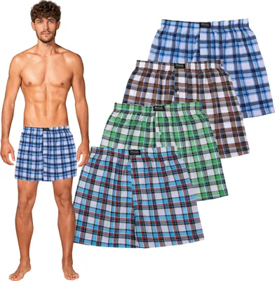 Produktbild von Pesail Herren lockere Boxershorts 4er Pack karierte Baumwolle MOT48506, L