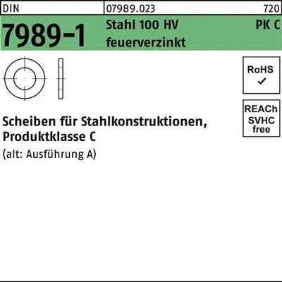 Produktbild von Reyher  7989-1 U-Scheiben PK C ÜH/feuerverzinkt 27mm (50 Stück)