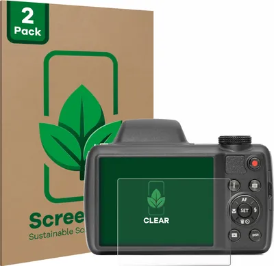 Produktbild von 2x ScreenLeaf Schutzfolie für Kodak Pixpro AZ528 nachhaltiger Displayschutz Display Schutz Folie Klar Transparent