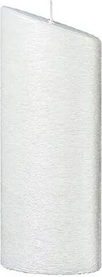 Produktbild von Kerze Ellipse weiß getaucht abgeschrägt, H: 23 cm, D: 5,5 cm, B: 9 cm