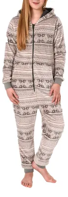 Produktbild von Mädchen Jumpsuit Overall Schlafanzug langarm – Norwegermotiv – 271 467 97 004 ; grau , 128