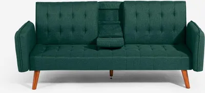 Produktbild von Schlafsofa 2-Sitzer verstellbar mit Armlehne und Getränkehalter Ember - Dunkel Grün