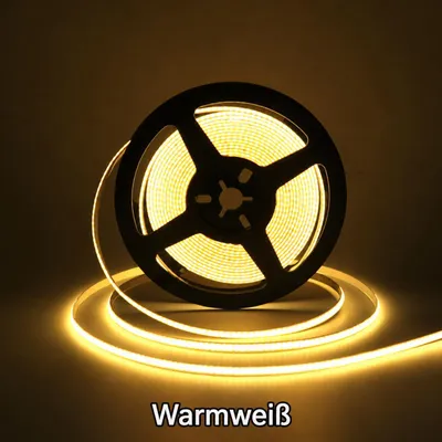 Produktbild von COB LED Streifen 2700K Warmweiß, 5M Dimmbares 24V Flexibles COB LED Streifen Licht set, 480LEDs/M, Unterbaulicht für Fernseher, DIY Dekoration