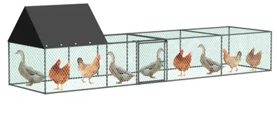 Imagen del producto de Jaula para gallinas, techo resistente a la intemperie, interior espacioso, grande