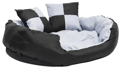 Image de vidaXL Coussin réversible et lavable pour chien Gris et noir 85x70x20 cm