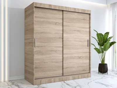 Produktbild von FurMeb24 Schiebetrenschrank GOLD -180x200cm 2-triger Kleiderschrank Ohne Spiegel, Schiebeschrank - (Sonoma Eiche)