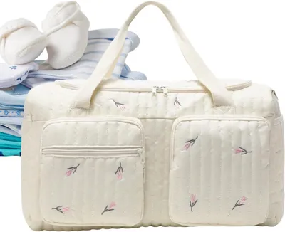Productafbeelding van Reistas met handvat, modieus bloemenpatroon en opbergruimte | Stijlvolle verzorgingstas voor reizen, picknicks, kamperen, wandelen, vissen, kliniekbezoeken, dagelijks gebruik en ouders