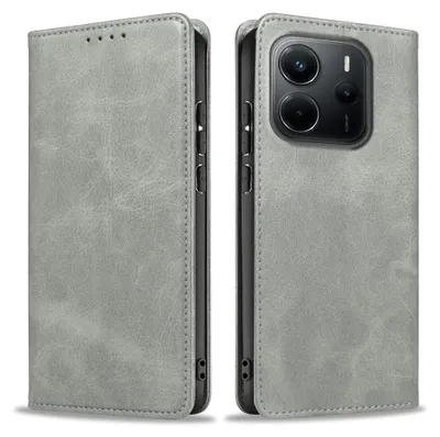 Produktbild von Handyhülle für Xiaomi Redmi Note 14 5G Kunstleder Flip Cover Hülle Klapphülle Case Kartenfach Farbe: Grau