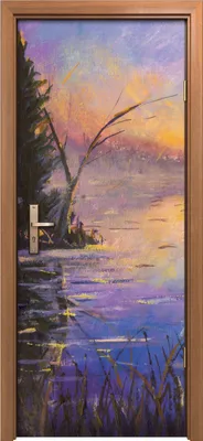 Produktbild von Türposter 80x200 cm Türaufkleber Türtapete Türfolie Klebefolie Malerei  See Sonnenaufgang