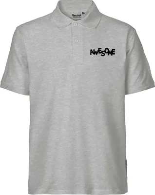 Produktbild von Huuraa Herren Polo Shirt Awesome Schriftzug L Sport Grey Bio Baumwolle Fairtrade Poloshirt Geschenkidee