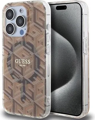 Zdjęcie produktu dla Etui Guess GCube MagSafe do iPhone 15 Pro brązowy
