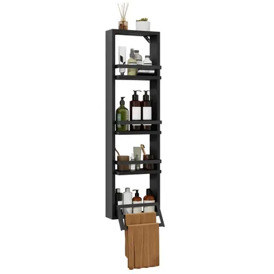 Productafbeelding van Puluomis Handdoekrek, handdoekhouder, wandrek, zwart, voor de badkamer, 30*10*108 cm