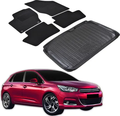 Image de Ensemble Tapis Velours Sur Mesure et Coffre TPE pour Citroen C4 2011-2018 5-Portes Hayon