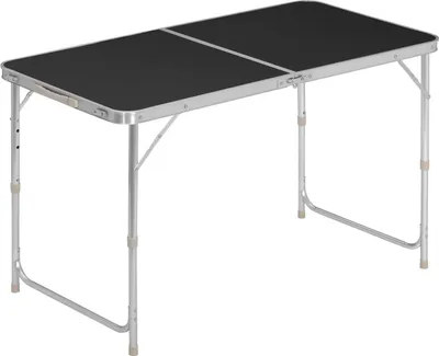 Obrázok produktu pre Sklopný stolík na kemping a záhradu, s nastaviteľnou výškou | Čierna farba | 60 x 120 x 55/62/70 cm