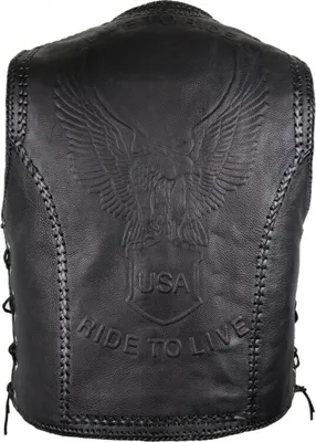 Produktbild von Chopper Motorrad Lederweste Kutte Lederkutte Rockerweste Live To Ride Adler (2XL)