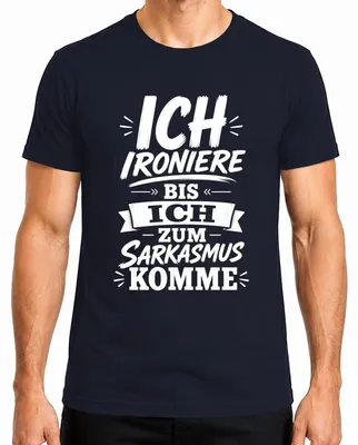 Imagen del producto de Camiseta para hombre, color azul marino, talla L, con el texto: "Irónico hasta el sarcasmo"