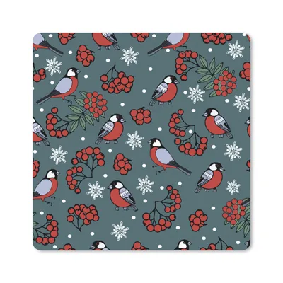 Produktbild von MuchoWow® Mauspad Mousepad Vogel - Weihnachten - Schnee - Beere - Muster 20x20 cm - Mousepads - Maus Mat - Pad - Mausunterlage - Desk Mat - Bureauartikeln