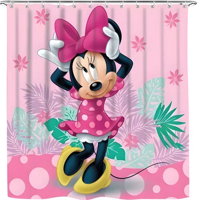 Image de Rideau multifonctionnel design 180x180 cm - Minnie souris rose dans la fougère
