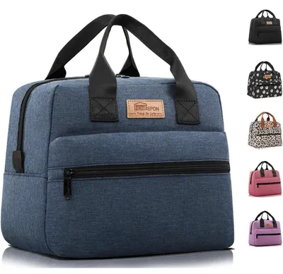 Immagine prodotto di Borsa termica per il pranzo, di grande capacità, impermeabile, colore blu navy, dimensioni 29,3 x 19 x 22 cm