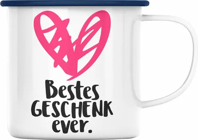 Produktbild von Trendation - Lustige Emaille Tasse für Frauen mit Spruch Geschenkidee Schwester Mama Tante Emaille Emaille Tasse Wichtelgeschenk (Blau)