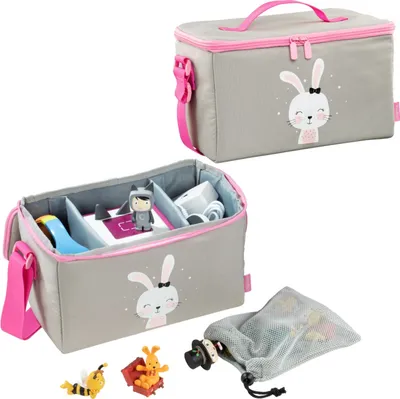 Produktbild von Hama Lovely Bunny, Spielzeug-Aufbewahrungstasche, Grau, Pink, Abbildung, Rechteckig, Polyethylenterephthalat, Reißverschluss