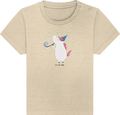 Produktbild von Mr. & Mrs. Panda Babyshirt Einhorn Party 12. - 18. Monat - Natural Raw - Geschenk, Unicorn,  T-Shirt, Baby, Geburtstag, Alkohol, Club, Einhörner, Shirt, Organic, Disco