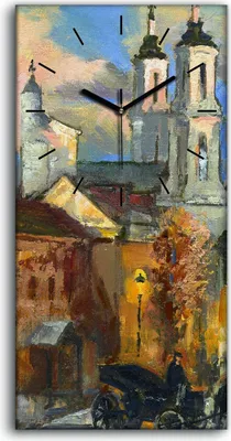 Produktbild von Dekor Leinwand Uhr Wandbilder Geräuschlos 30x60 Ölgemälde Stadt Gebäude Kunst - schwarze Hände