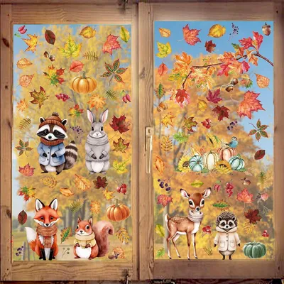 Produktbild von Fensteraufkleber für das Erntedankfest, herbstliche Dekoration mit Ahornblättern