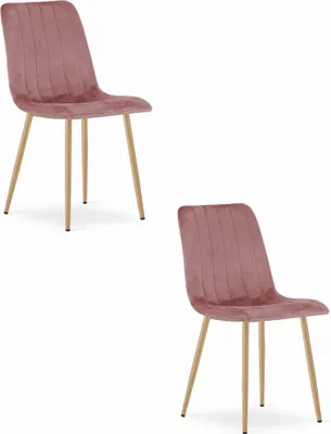 Image de Chaise LAVA - velours rose / pieds en bois x 2