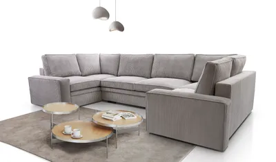 Image de AX LIVING Canapé d'angle gris Treville U Salon XXL Forme en U