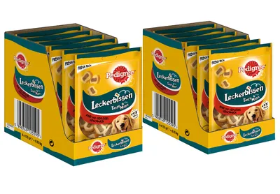 Produktbild von PEDIGREE® Leckerbissen Kau-Schnitten Frischebeutel mit Rind- und Geflügelgeschmack 12 x 155g