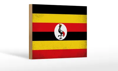 Produktbild von Holzschild Flagge Uganda 18x12 cm Flag of Uganda Vintage Dekoration