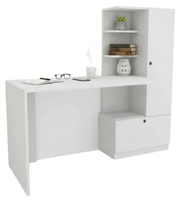 Produktbild von Schreibtisch Dniccola, Mehrzweckschreibtisch, Bürotisch für PC, Eckschreibtisch, 120x62h74 cm, Weiß