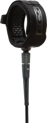 A black surf leash on a white background.