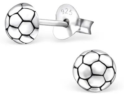 Produktbild von Fußball Schmuck: Kinderohrstecker Silber Ohrringe Fußball