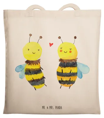 Produktbild von Mr. & Mrs. Panda Baumwolltasche Biene Verliebt - Transparent - Geschenk, Laptoptasche, Shopping Tasche, Einkaufstasche, Tote Bag, Beutel