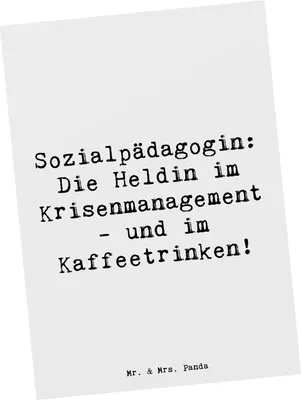 Produktbild von Mr. & Mrs. Panda Postkarte Spruch Sozialpädagogin - Weiß - Geschenk, Multitasking, Organisationsgeschick, Sozialpädagogik, Erwachsenenhilfe, Postkarten, Berufsleben