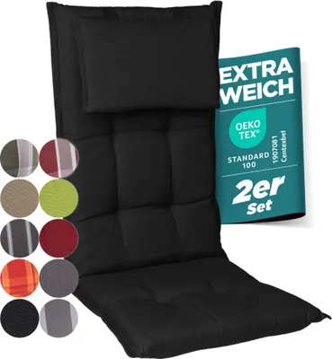 Produktbild von Gardisun Hochlehner Auflagenkissen Polyacryl 8cm mit Kopfteil - Gartenstuhlauflage - Polsterkissen -  EU