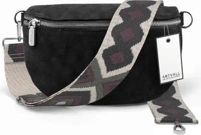 Produktbild von ARTVALL - Umhängetasche aus Wildleder, Klein mit verstellbarem Schultergurt, abnehmbares Taschenband, Crossbody Bag in Schwarz