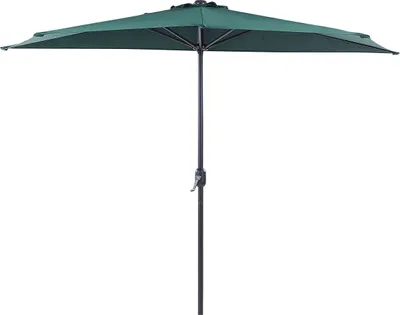 Produktbild von BELIANI Sonnenschirm Grün Stoff 270 x 100 cm Halbrund mit Kurbel Winddach Stahlgestell Modern Marktschirm Garten Balkon Terrasse Ausstattung Zubehör