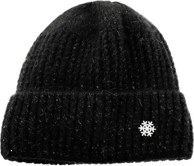 Produktbild von Mütze mit Schneeflockenmotiv für Damen und Mädchen Ideal für kalte Herbst und WintertageSchwarz