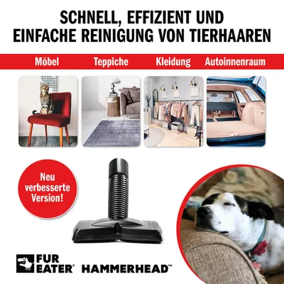 Produktbild von FUREATER HAMMERHEAD Tierhaar Staubsauger Aufsatz | Staubsaugeraufsatz für Entfernen von Tierhaaren | Fusselentferner