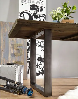 Image de MASSIVMOEBEL24 | Table à manger 200x100cm en bois de manguier huilé RAILWAY #406