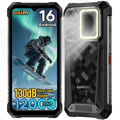 Image de Lagenio Rhino 1 Pro : Smartphone robuste, 24/256 Go – Smartphone outdoor – Écran de 6,9 pouces – Étanchéité et résistance à la poussière IP69 – Livré avec une coque de protection robuste