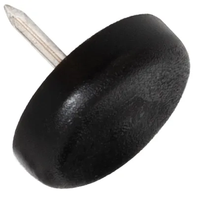 Produktbild von Adsamm® | 32 x Kunststoffgleiter mit Nagel | Ø 22 mm | Schwarz | rund | Möbelgleiter mit Stift in von Adsamm®
