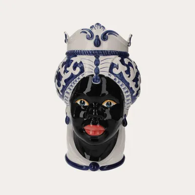 Produktbild von KEYHOMESTORE | Großer Frauenkopf aus blauer Keramik, H. 47 cm