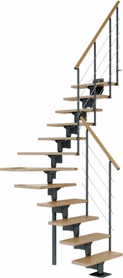 Produktbild von Dolle Mittelholmtreppe Boston 228-300cm Geschosshöhe 1/4-gewendelt in Eiche/Anthrazit